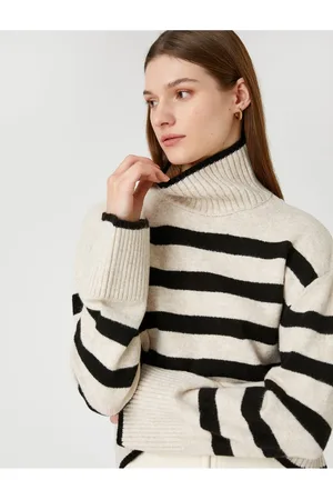 Koton Übergroßer, Bauchfreier Rollkragenpullover für Damen - L