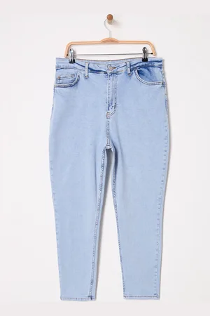 Trendyol Blaue Dehnbare Röhrenjeans Mit Hoher Taille für Damen - 42