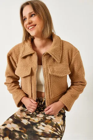 Bianco Lucci Kurze Boucle-jacke Mit Reißverschluss 2627 für Damen - 36
