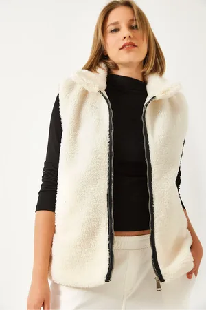 Bianco Lucci Plüsch-weste Mit Reißverschluss – 6793 für Damen - L/XL