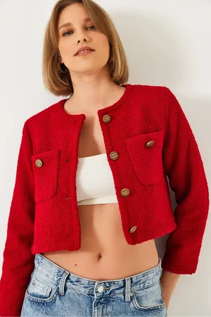 Bianco Lucci Kurze Jacke Mit Knopfdetail Mbms023 für Damen - S
