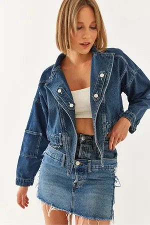 Bianco Lucci Crop-denim-jacke 5217 für Damen - 38