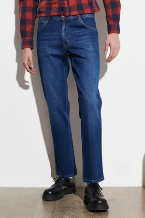 Wrangler Blaue, Dehnbare Jeans-denim-hose Mit Normaler Taille Und Geradem Bein Von Texas für Herren - 33/30