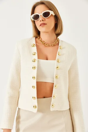 Bianco Lucci Kurze Zweireihige Tweedjacke 50136 für Damen - 40
