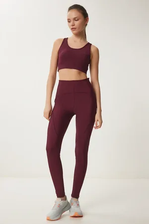 Happiness istanbul Sport-strick-leggings In Burgunderrot – für Damen - 34