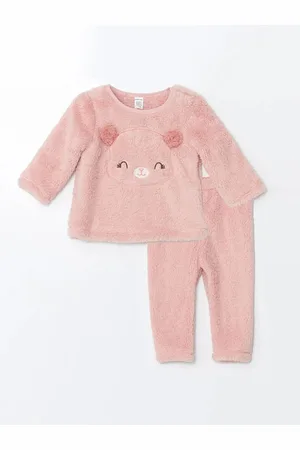 LC Waikiki Rosafarbenes, Langärmliges, Besticktes Plüsch-pyjama-set Für Babys für Damen - 4–5 Jahre