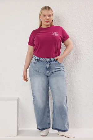 Trendyol Blaue Jeans Mit Hoher Taille, Weitem Bein Und Weitem Bein für Damen - 50
