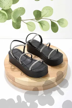 Disney Schwarze Lame Stone Sandalen K 05197100809 für Damen - 39