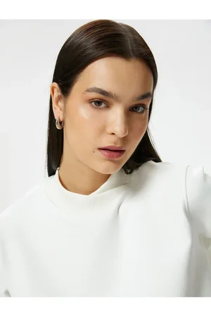 Koton Crop Sweatshirt Mit Stehkragen Und Rippenmuster für Damen - M
