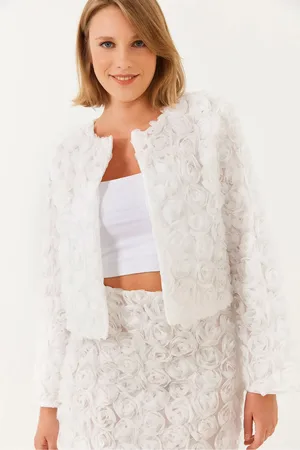 Bianco Lucci Kurze Jacke Mit Blumenstruktur Mbms028 für Damen - M