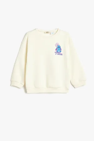 Koton Stitch Sweatshirt Lizenziertes Langarm-rundhalsausschnitt für Damen - 7–8 Jahre