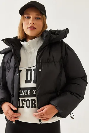 Bianco Lucci Kurzer Puffermantel Mit Kapuze 2418 für Damen - 38