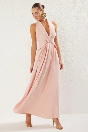 Trendyol Detailliertes, Zweireihiges Maxi-abendkleid Mit Reverskragen Und Nachtabendkleid für Damen - 42