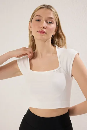 Trendyol Nahtloses, Gestricktes Sport-crop-top In – Quadratischer Kragen für Damen - XS-S