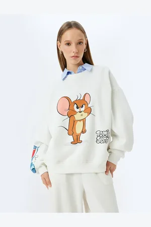 Koton Tom Und Jerry Bedrucktes, Bequemes, Lizenziertes Sweatshirt Mit Rundhalsausschnitt für Damen - S