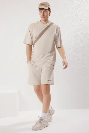 Trendyol Besticktes Oversize-stein-trainingsanzug-set – 100 % Baumwolle für Herren - L