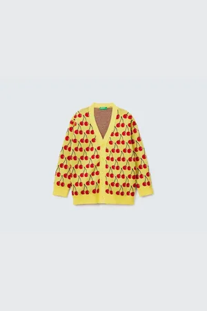 Benetton Strickjacke Mit Fruchtmuster Und Gesichtsaufdruck Für Jungen für Herren - 7–8 Jahre