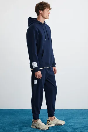 Grimelange Ashbourne Trainingsanzug-set Aus Marineblauer Bio-baumwolle Mit Übergroßen Kängurutaschen Und Ärmelanhängern für Herren - 2XL