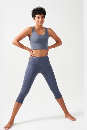 LOS OJOS Anthrazitfarbene -leggings Mit Hoher Taille Und Schmaler Doppelter Tasche Unterhalb Des Knies für Damen - 2XL