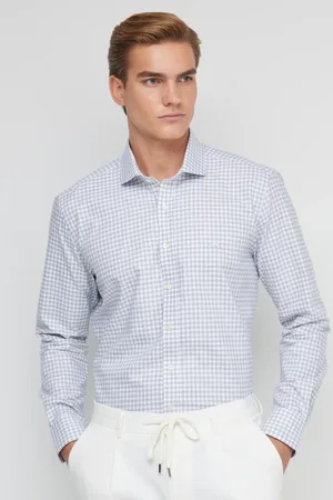 Brooks Brothers Grau-weißes Slim-fit-hemd Aus 100 % Baumwolle Mit Italienischem Kragenmuster für Herren - 44