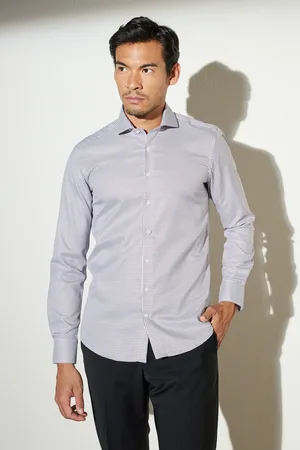 Brooks Brothers Burgunderrot-weißes Slim-fit-hemd Mit Italienischem Kragen Und 100 % Baumwollmuster für Herren - 45