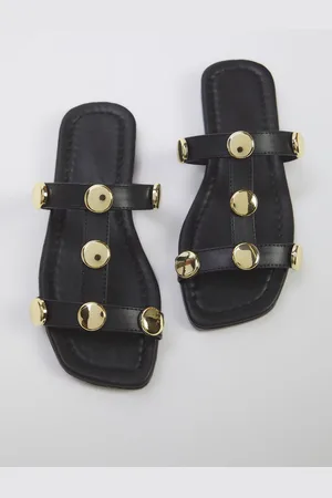 Trendyol Stilvolle Hausschuhe Mit Quadratischer Zehenpartie Und -goldenem Accessoire-detail für Damen - 36