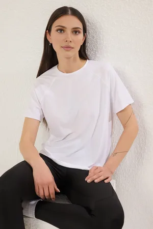 Trendyol Weißes Sport-t-shirt Mit Taucher-/tauchreflektor-aufdruck für Damen - M