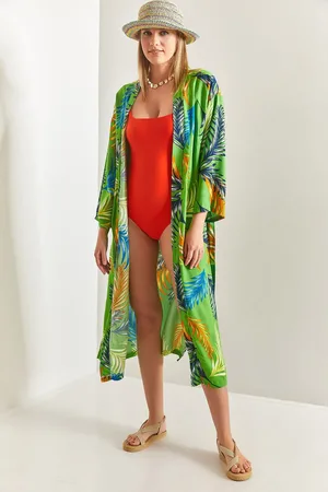 Bianco Lucci Mehrfarbig Gemusterter Kimono Mit Gürtel für Damen - S