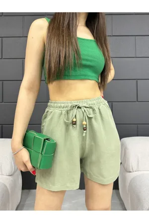 BİKELİFE Leinenshorts – Elastischer Bund Und Schnürung für Damen - S
