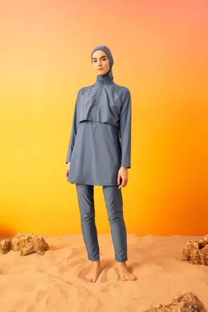 DeFacto Schlichter Burkini-basic-anzug Mit Normaler Passform Und 4-teiligem Set B5232ax24sm für Damen - L
