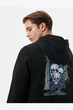Koton Totenkopf-thema – Kapuzenpullover Mit Kängurutaschendetail Und Bedrucktem Rücken für Herren - S