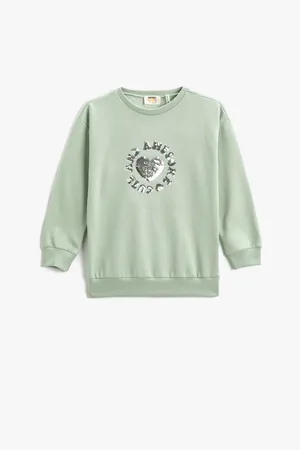 Koton Bedrucktes Sweatshirt Aus Baumwolle Mit Rundhalsausschnitt für Damen - 9–10 Jahre