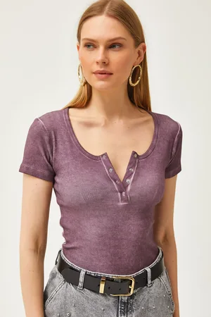 Olalook Camisole-bluse In Verwaschenem Mit Druckknöpfen für Damen - S