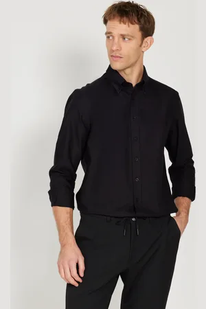 Altınyıldız Classics Schwarzes Slim-fit Slim-fit-oxford-hemd Aus 100 % Baumwolle Mit Knopfkragen für Herren - M