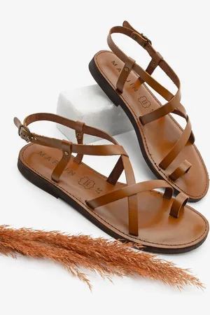 Marjin Flip-flops Aus Echtem Leder Für Den Alltag, Hellbraun für Damen - 39