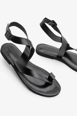 Marjin Sandalen Aus Echtem Leder – Flip-flops, Knöchelriemen, Lässiges Schwarzes Vedor für Damen - 36