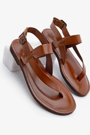 Marjin Lässige Sandalen – Flip-flops Aus Echtem Leder Artos Tan für Damen - 37