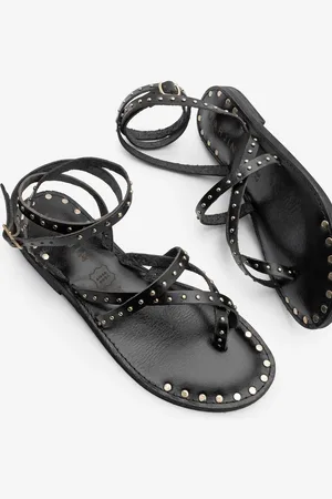 Marjin Schwarze Sunga-sandalen – Echtes Leder, Knöchelriemen, Flip-flops für Damen - 36