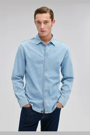 Mavi Roy Lux Schwarzes, Leichtes Jeanshemd, Schmale Passform/enger Schnitt, -83856 für Herren - L