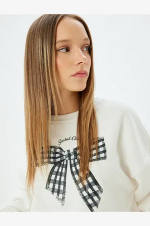 Koton Sweatshirt In Übergröße Mit Rundhalsausschnitt Und Slogan – Schleife Bedruckt für Damen - XS