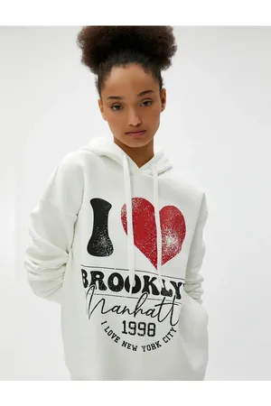 Koton Übergroßes Kapuzen-raised-sweatshirt – College-print, Gerippt für Damen - M