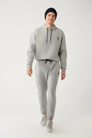 Avva Graue Jogginghose Mit Schnürung An Der Taille Und 3-fädigem, Elastischem Bein A32y3464 für Herren - 2XL