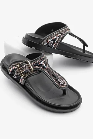 Marjin Schwarze Renda-hausschuhe Aus Leder Mit Perlen für Damen - 38