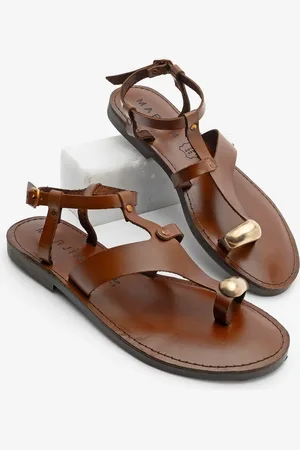 Marjin Sandalen Aus Echtem Leder Mit Schnalle, Lässig, Mit Riemen Hinten, Hellbraun für Damen - 39