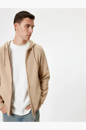 Koton Basic-kapuzenpullover Aus Baumwolle Mit Reißverschluss Und Taschendetail für Herren - M