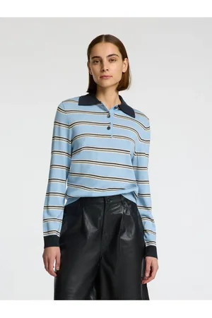 SELECTED Langarm-poloshirt 100% Merinowoll für Damen - XL
