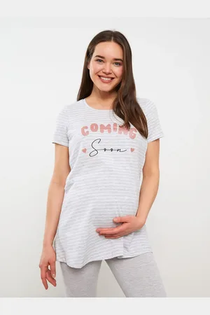 LC Waikiki Bedrucktes Umstandspyjama-set Mit Rundhalsausschnitt Und Kurzen Ärmeln für Damen - S
