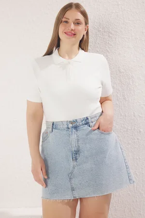 Trendyol Kragen-accessoire Detaillierter Polokragen Gestrickte Bluse In Übergröße für Damen - 6XL