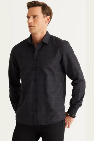Altınyıldız Classics Schwarzes Slim-fit-hemd – Schmale Passform, Klassischer Kragen, Baumwolle für Herren - L