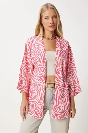 Happiness istanbul Gemusterter Viskose-kimono für Damen - 36